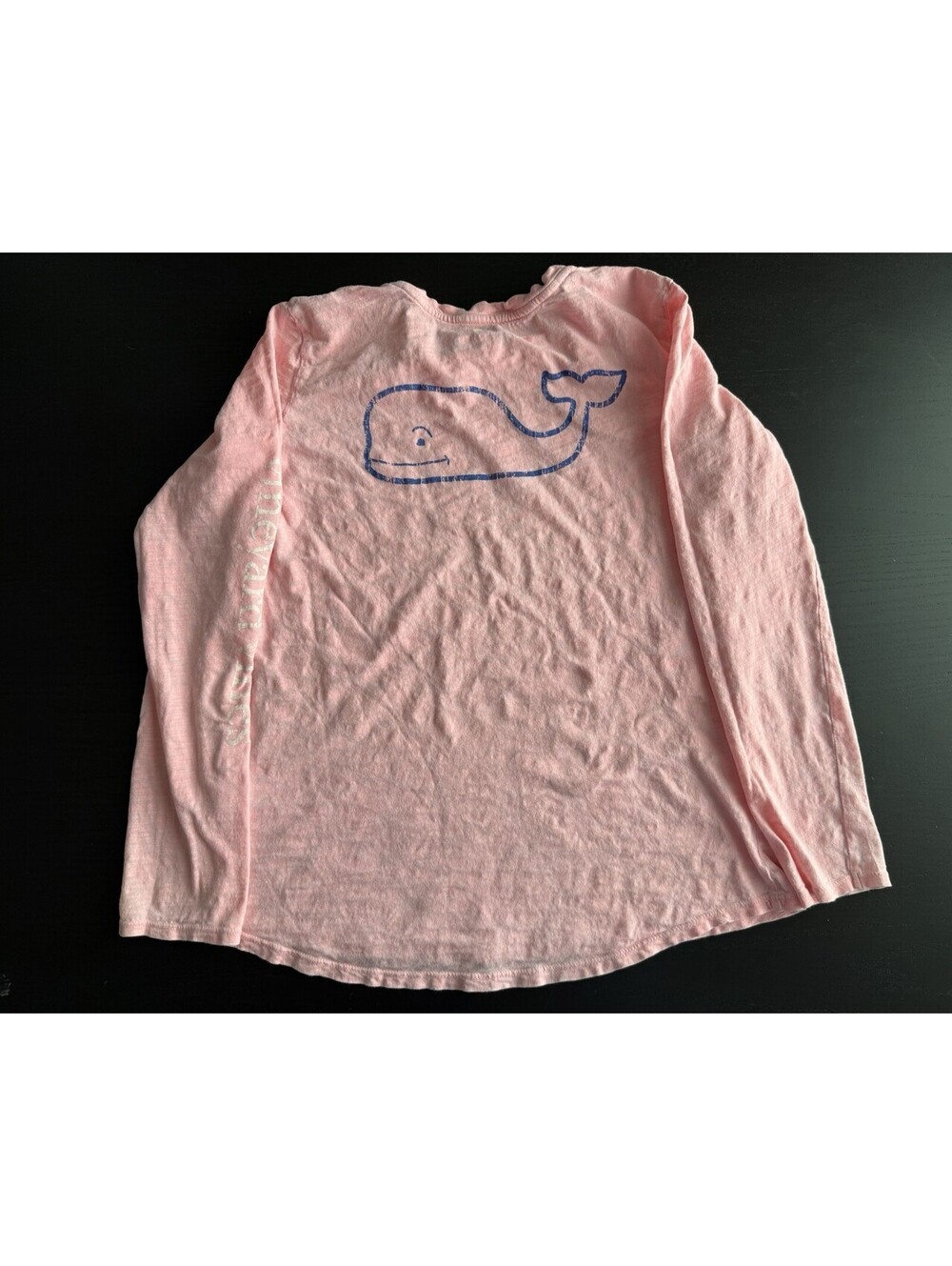 Vineyard Vines Girls Large 14 Pink Long Sleeve T Shirt Whale Logo Cotton